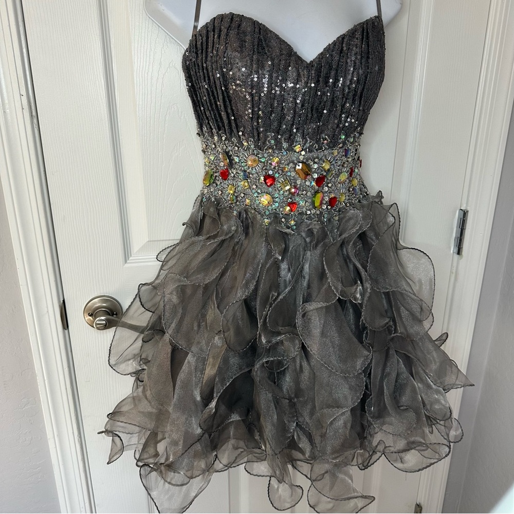 Let’s Fashion Prom dress/ cocktail dress/ mini dress Gray size M